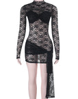 European Style Lace High Neck Sheath Dress