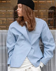Casual Blue Blazer Jacket for Women