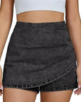 High Waist Fashionable Denim Skirt with Shorts