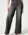 High Waist Wide Leg Stretch Denim Pants for Women