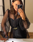 Elegant Sheer Puff Sleeve Blouse for Women