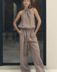 Summer Cotton Linen Halter Jumpsuit for Women