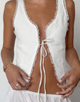 Stylish White Lace Trim Cami Top for Women