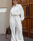 Casual White Fleece Jumpsuit for Women