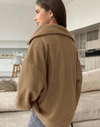 Fashionable Brown Fleece Sweatshirt for Women