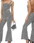 Summer Sexy Backless Striped Jumpsuit