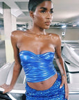 Reflective Ruched Strapless Top for Women