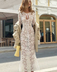 Chic Sheer Lace Long Sleeve Dress