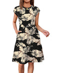 Fashionable Printed Dress with Cap Sleeves