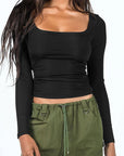 Women's Slim Fit Long Sleeve U-Neck Top