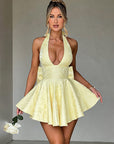 Elegant Spring Halter Neck Floral Dress