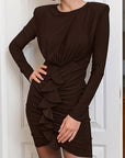 Elegant Ruffled Knit Dress for Women