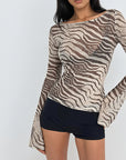 Zebra Print Long Sleeve Top for Women