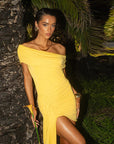 Off Shoulder Bodycon Dress with Ribbons