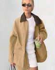 Retro Khaki Lapel Trench Coat for Women