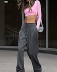 Loose Striped High Waist Wide Leg Pants