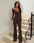 Trendy Long Sleeve Zip Jumpsuit for Running