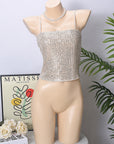 Sleeveless Backless Hollow Out Sequin Top