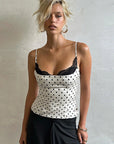 Summer Lace Splicing Polka Dot Tank Top