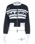 Trendy Color Block Long Sleeve Stand Collar Jacket