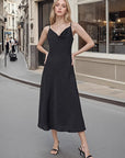 New Women's Satin Maxi Dress with Spaghetti Straps