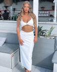 Trendy Two-Piece Crop Top and Long Skirt Set