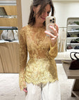 French Style Sheer Lace Top for Women