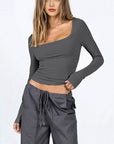 Women's Slim Fit Long Sleeve U-Neck Top