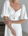 Elegant Lantern Sleeve A-Line Dress