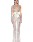 Elegant Sequin Mermaid Dress with Bow Decoration