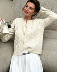 Autumn Winter Solid Color Knitted Cardigan for Women