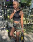 Summer Casual Camouflage Zipper Shorts for Women
