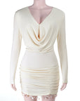 Chic V-Neck Fringe Bodycon Dress