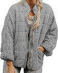 Solid Color Stand Collar Cotton Jacket for Women