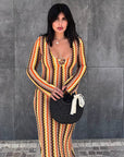 Autumn Women's V-Neck Long Sleeve Dress
