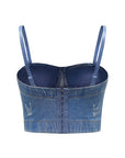 Youthful Denim Crop Top with Rhinestones