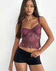Sheer Floral Print Cami Top for Trendy Women
