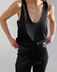 Casual Satin Deep V Neck Tank Top for Women
