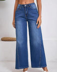 Fashionable Loose Stitching Wide Leg Jeans