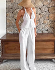 Chic Brown Cotton Linen Two-Piece Set