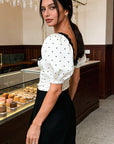 Vintage Elegant Square Neck Lace Puff Sleeve Top