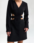 Chic V-Neck Hollow Long Sleeve Dress