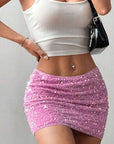 Fashionable Sequin Velvet Mini Skirt for Women