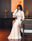 Elegant Long Sleeve Dress with Tie Detail