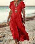 Comfortable V-Neck Midi Dress for Women