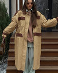 British Style Retro Color Block Lapel Jacket for Women