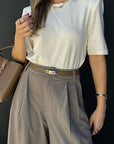 Casual Solid Color Wide Leg Pants for Women