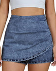 High Waist Fashionable Denim Skirt with Shorts