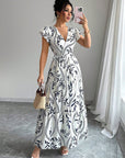 2026 Spring Summer New Floral Ruffle V-Neck Dress