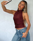 Spring Fashionable Women's Satin Backless Top